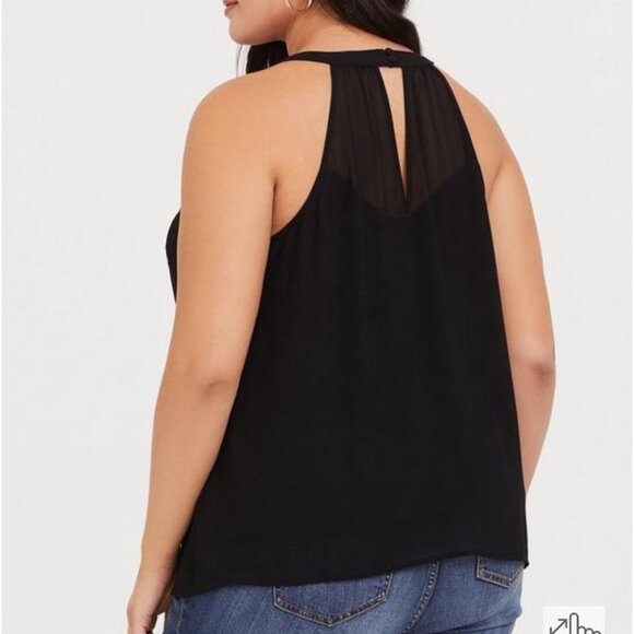 Torrid Size 6xl Black Babydoll Chiffon Goddess Neck Tank - Picture 2 of 8